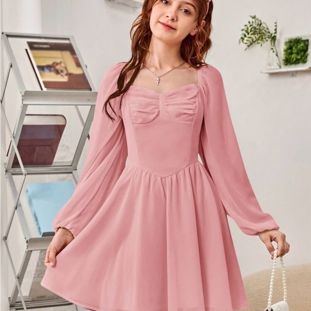 SHEIN Blush Pink Long Sleeve Dress